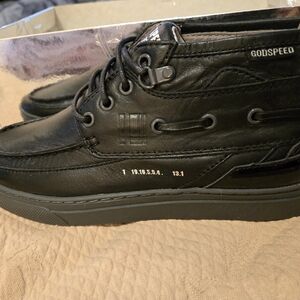 Buscemi Godspeed Black Leather Boat Shoes